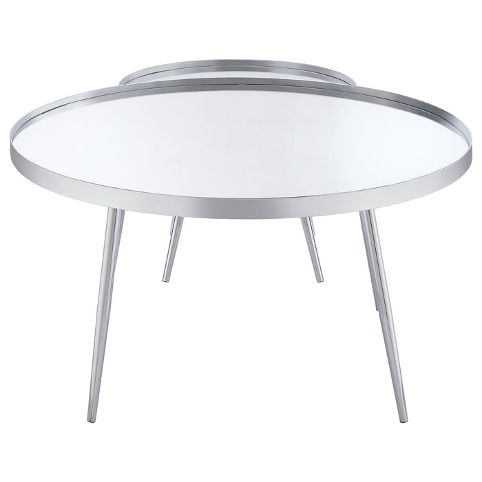 Coaster Kaelyn 2-Piece Round Mirror Top Nesting Coffee Table Chrome Default Title