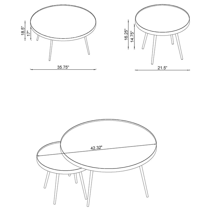 Coaster Kaelyn 2-Piece Round Mirror Top Nesting Coffee Table Chrome Default Title