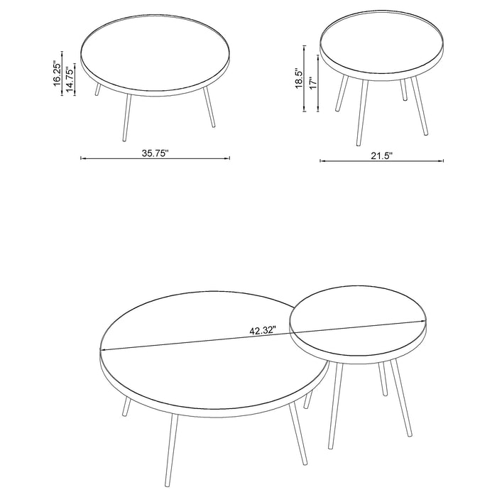 Coaster Kaelyn 2-Piece Round Mirror Top Nesting Coffee Table Chrome Default Title