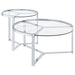 Coaster Delia 2-Piece Round Glass Top Nesting Coffee Table Clear and Chrome Default Title