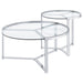 Coaster Delia 2-Piece Round Glass Top Nesting Coffee Table Clear and Chrome Default Title