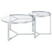 Coaster Delia 2-Piece Round Glass Top Nesting Coffee Table Clear and Chrome Default Title