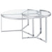 Coaster Delia 2-Piece Round Glass Top Nesting Coffee Table Clear and Chrome Default Title