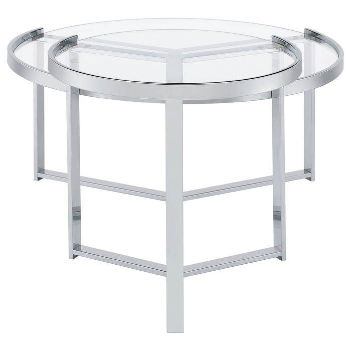 Coaster Delia 2-Piece Round Glass Top Nesting Coffee Table Clear and Chrome Default Title