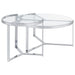 Coaster Delia 2-Piece Round Glass Top Nesting Coffee Table Clear and Chrome Default Title