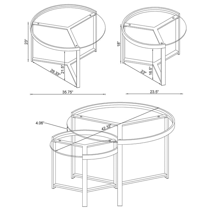 Coaster Delia 2-Piece Round Glass Top Nesting Coffee Table Clear and Chrome Default Title