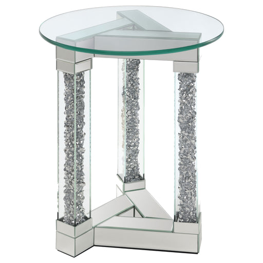 Octave Square Glass Top Mirrored Acrylic End Table Silver