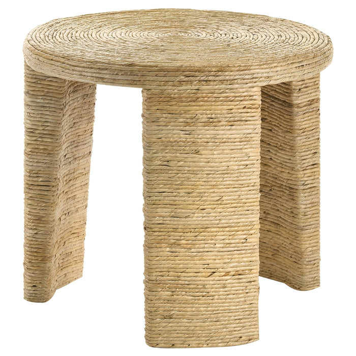 Coaster Artina Woven Rattan Round End Table Natural Brown Default Title