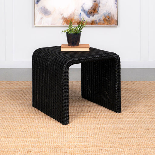 Coaster Cahya Woven Rattan Sqaure End Table Black Default Title