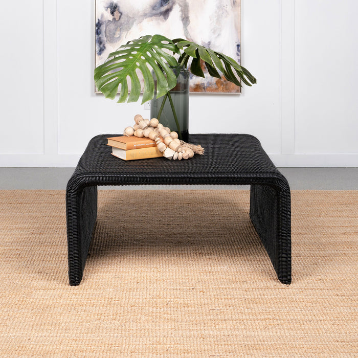 Coaster Cahya Woven Rattan Sqaure Coffee Table Black Default Title