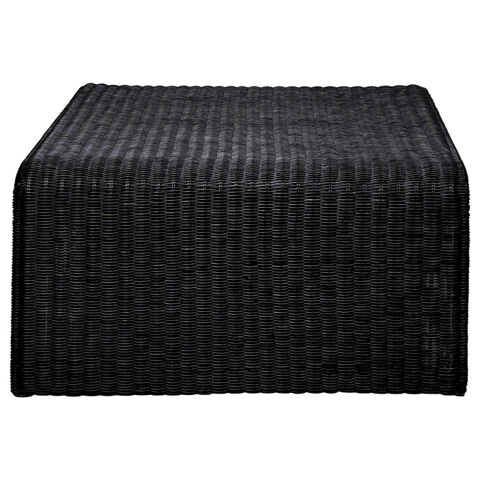 Coaster Cahya Woven Rattan Sqaure Coffee Table Black Default Title