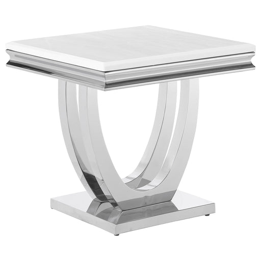 Coaster Kerwin U-base Square End Table White and Chrome Default Title