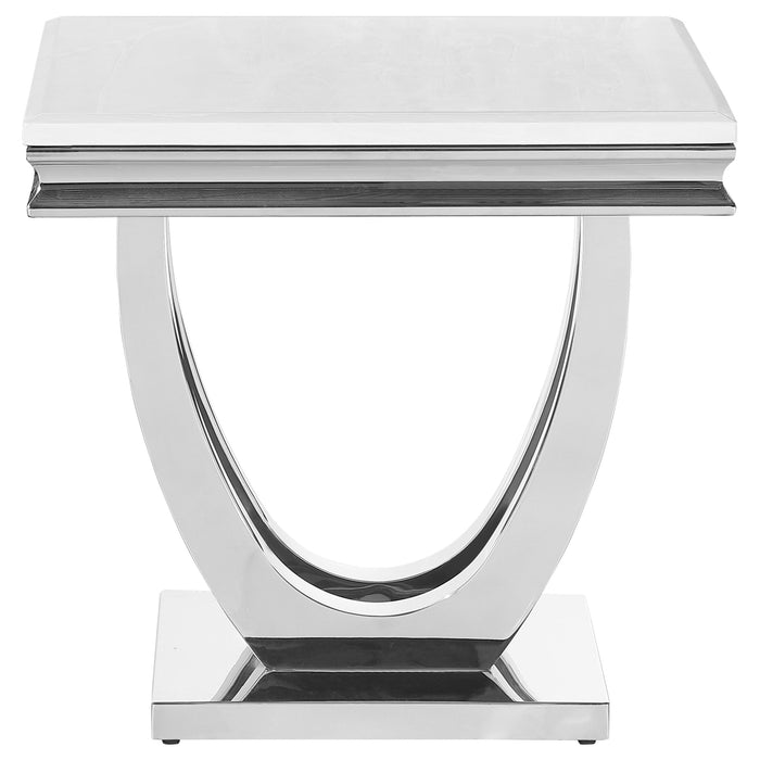 Coaster Kerwin U-base Square End Table White and Chrome Default Title