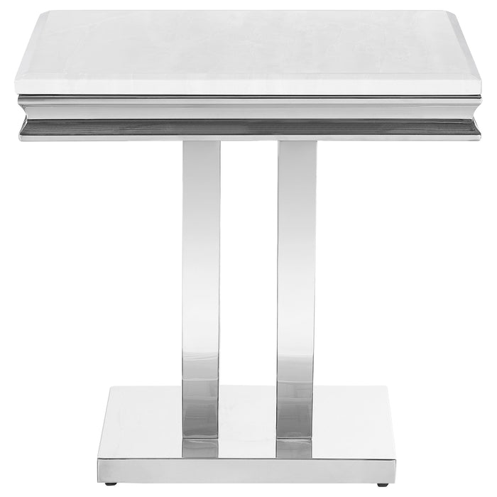 Coaster Kerwin U-base Square End Table White and Chrome Default Title