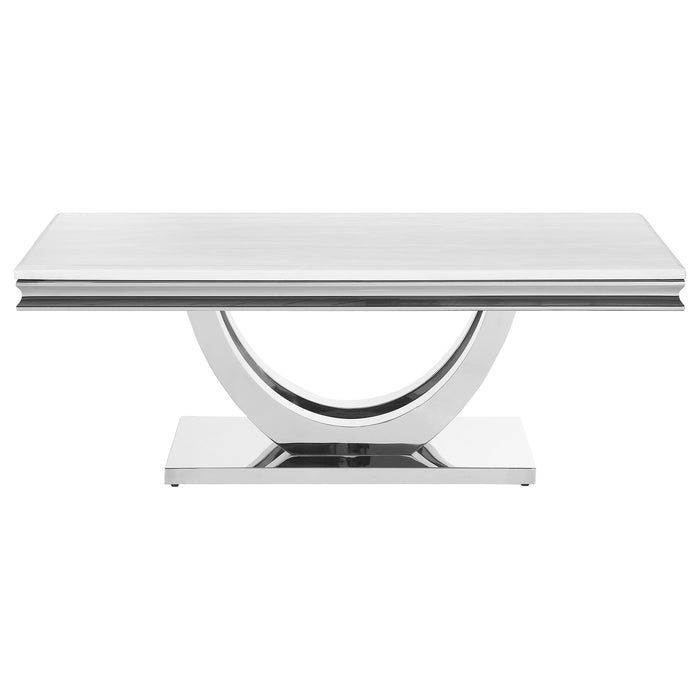 Coaster Kerwin U-base Rectangle Coffee Table White and Chrome Default Title