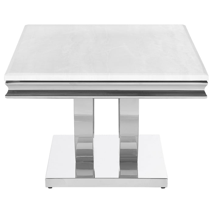 Coaster Kerwin U-base Rectangle Coffee Table White and Chrome Default Title