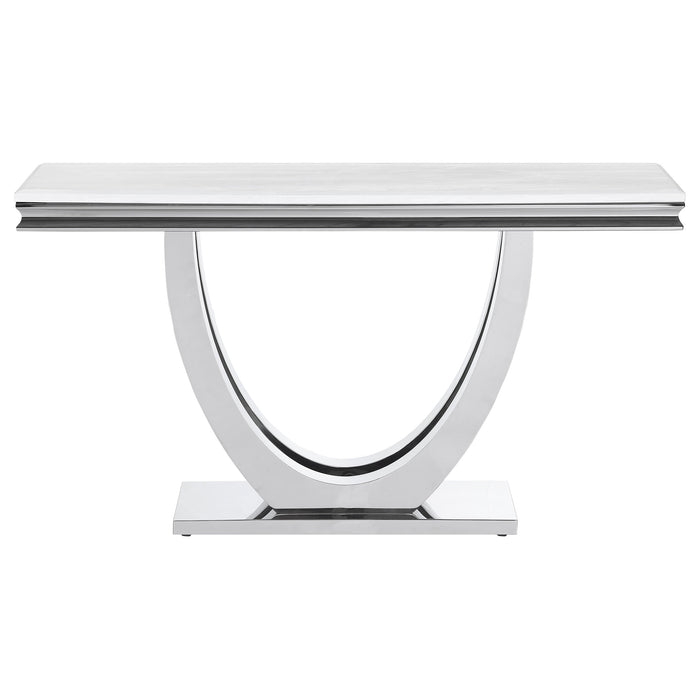 Coaster Kerwin U-base Rectangle Sofa Table White and Chrome Default Title