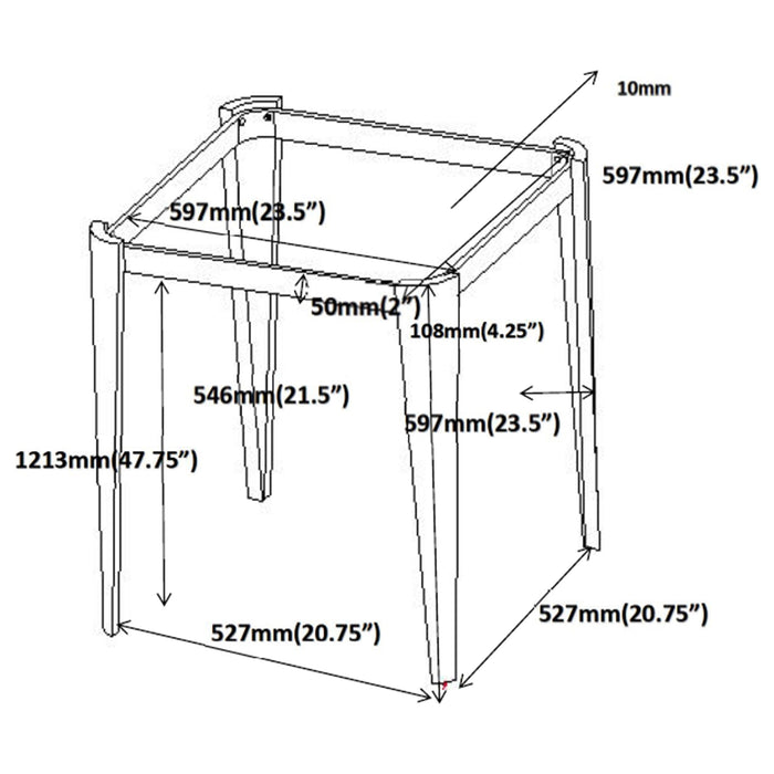 Square Glass Top End Table Silver and Grey