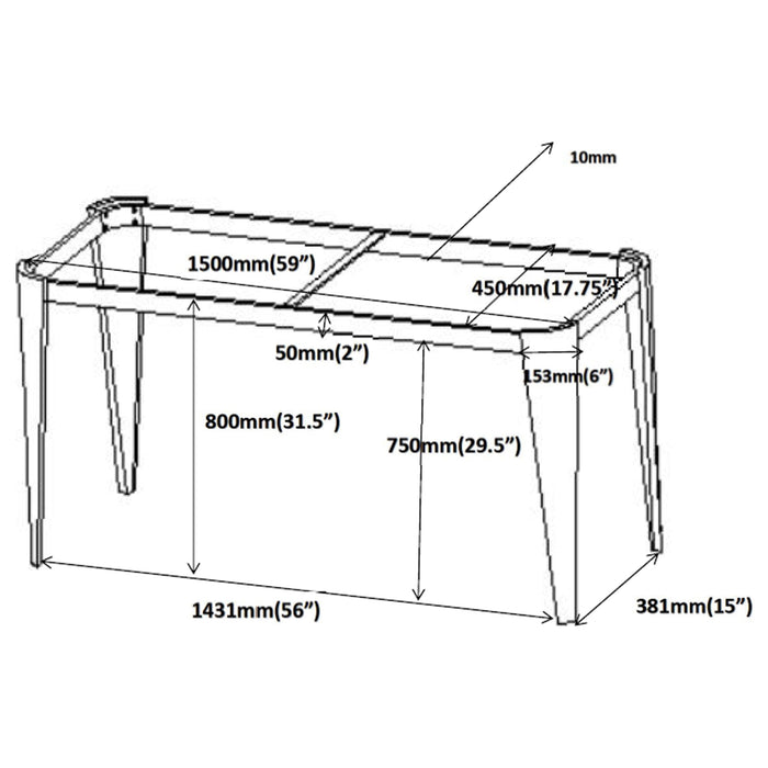 Rectangle Glass Top Sofa Table Silver and Grey