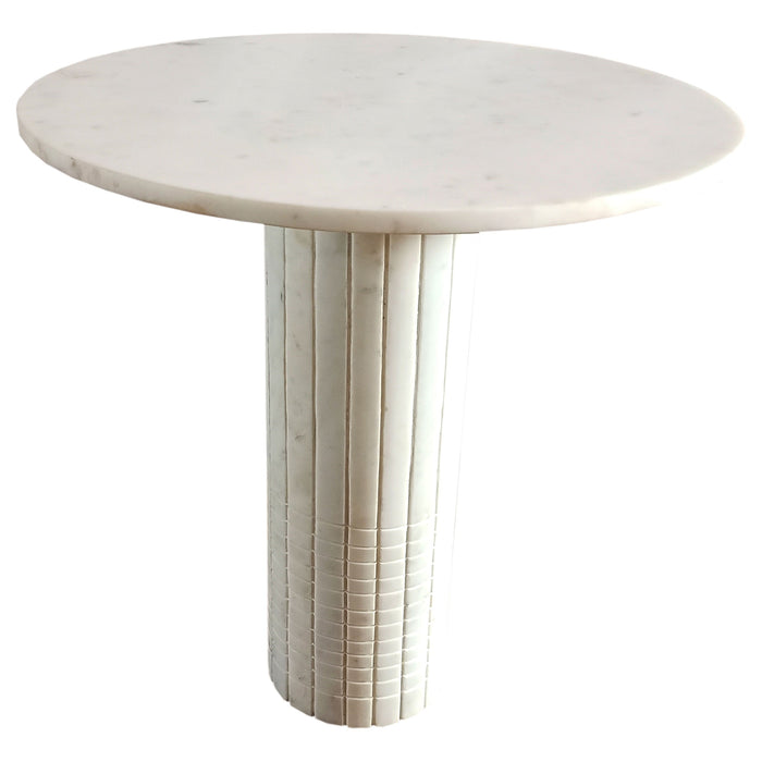 Coaster Astoria Round Genuine Marble End Table White Default Title