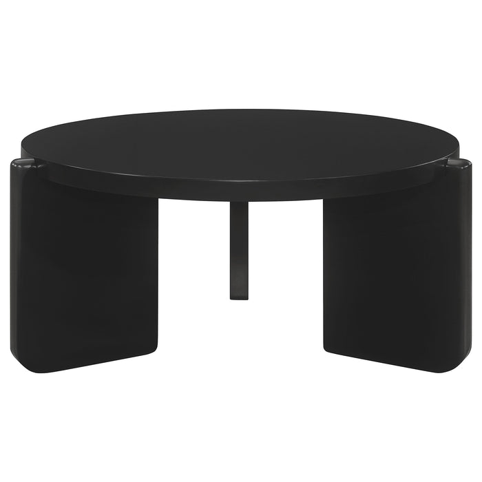 Coaster Cordova Round Solid Wood Coffee Table Black Default Title