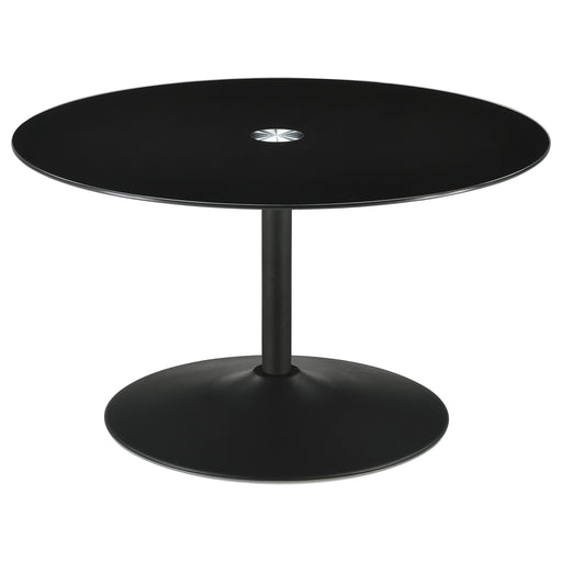 Coaster Ganso Round Metal Coffee Table with Tempered Glass Top Black Default Title