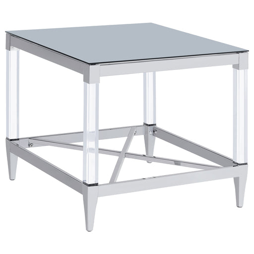 Coaster Lindley Square End Table with Acrylic Legs and Tempered Mirror Top Chrome Default Title