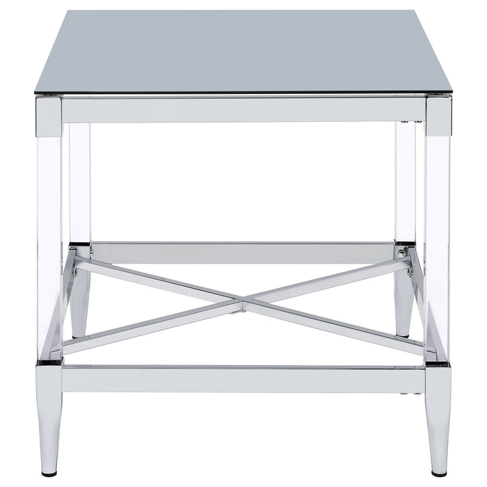 Coaster Lindley Square End Table with Acrylic Legs and Tempered Mirror Top Chrome Default Title