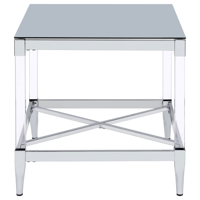 Coaster Lindley Square End Table with Acrylic Legs and Tempered Mirror Top Chrome Default Title