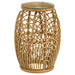 Coaster Dahlia Round Glass Top Woven Rattan End Table Natural Brown Default Title