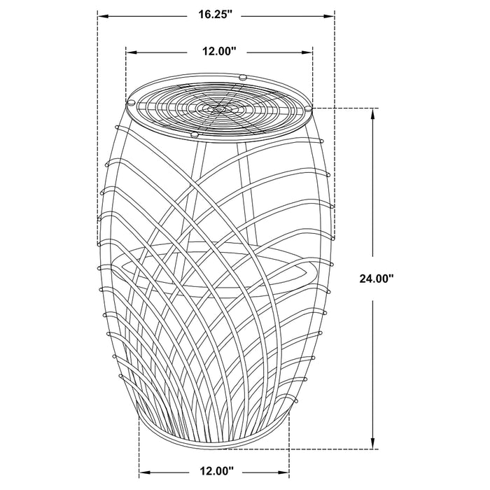 Coaster Dahlia Round Glass Top Woven Rattan End Table Natural Brown Default Title