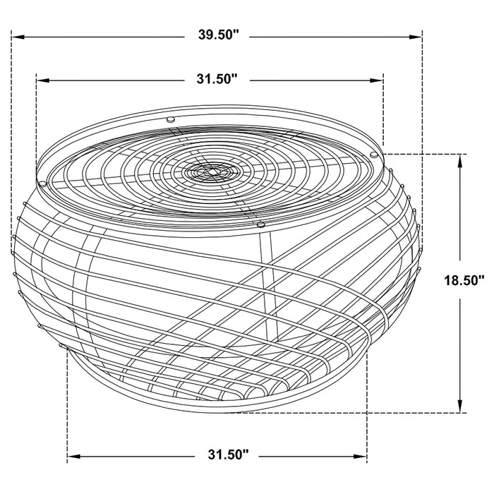 Coaster Dahlia Round Glass Top Woven Rattan Coffee Table Natural Brown Default Title