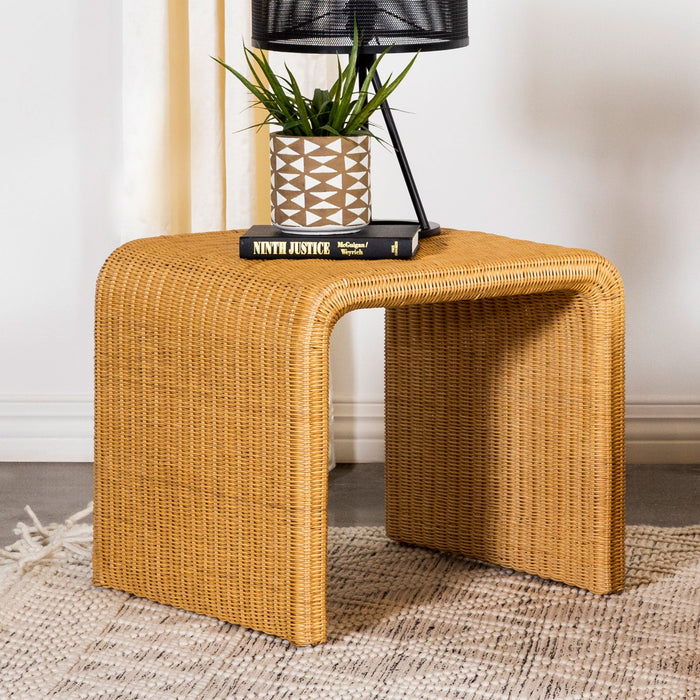 Coaster Juanita Square Rattan End Table Natural Default Title