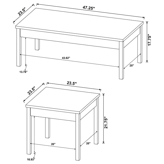 Coaster Stacie 3-piece Composite Wood Coffee Table Set Antique Pine and White Default Title