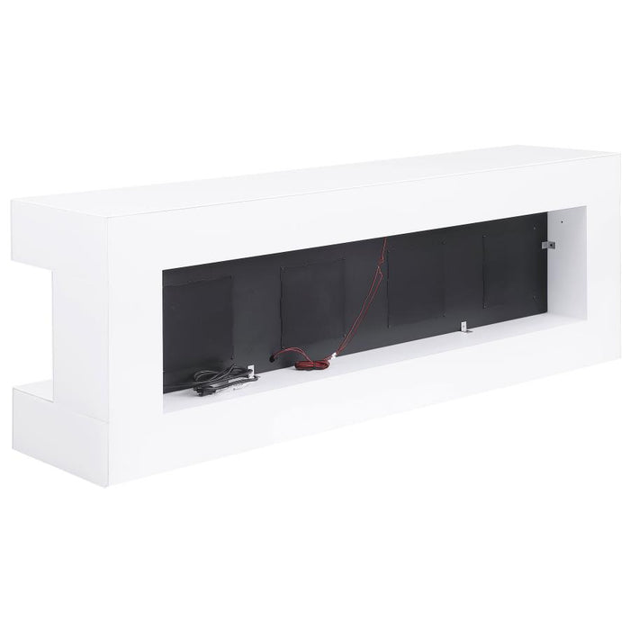 Vallerie 71" TV Stand with Visual Flame Box in White