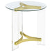 Coaster Janessa Round Glass Top End Table With Acrylic Legs Clear and Matte Brass Default Title