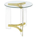 Coaster Janessa Round Glass Top End Table With Acrylic Legs Clear and Matte Brass Default Title