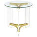 Coaster Janessa Round Glass Top End Table With Acrylic Legs Clear and Matte Brass Default Title