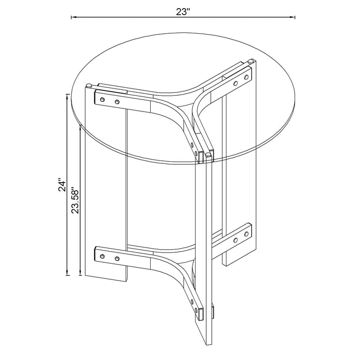 Coaster Janessa Round Glass Top End Table With Acrylic Legs Clear and Matte Brass Default Title