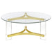 Coaster Janessa Round Glass Top Coffee Table With Acrylic Legs Clear and Matte Brass Default Title