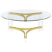 Coaster Janessa Round Glass Top Coffee Table With Acrylic Legs Clear and Matte Brass Default Title