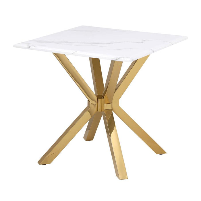 Visalia Faux Marble Top Stainless Steel End Table Gold