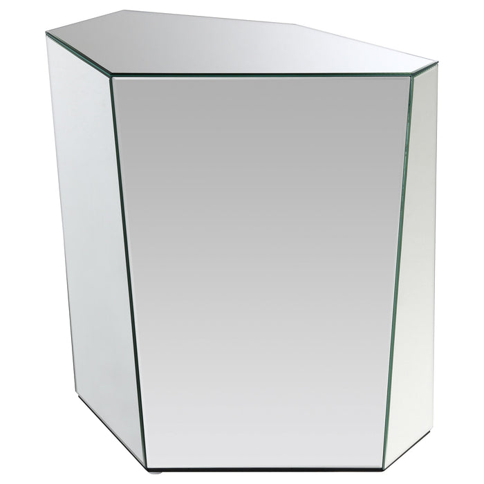 Capella Mirrored Abstract Geometric End Table Silver