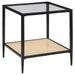 Amherst Glass Top Metal with Cane Shelf End Table Black
