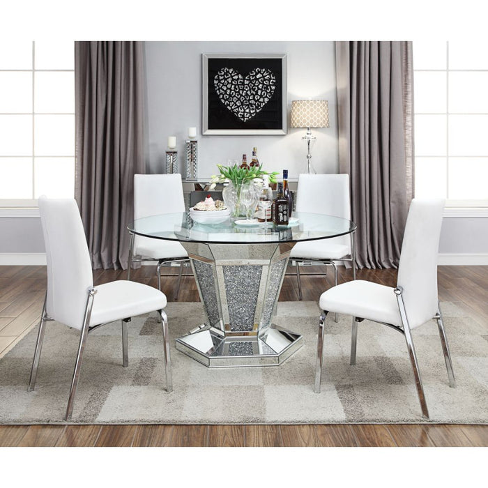 Noralie 52"Dia Glam Dining Table with Mirrored Pedestal Base