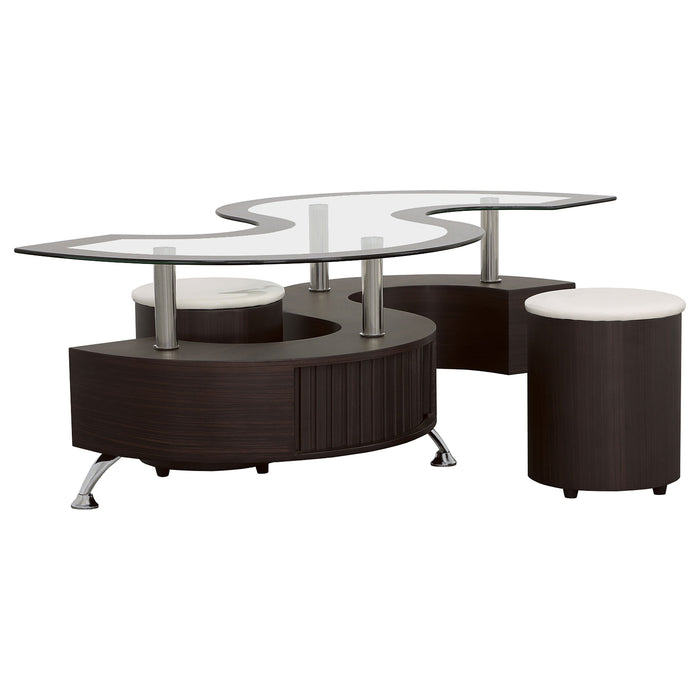 Coaster Buckley 3-piece Coffee Table and Stools Set Cappuccino Default Title