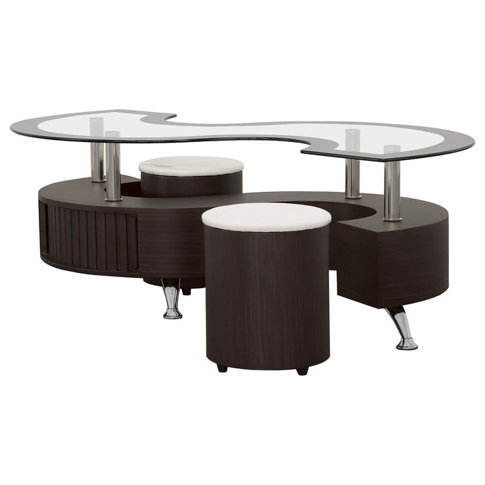 Coaster Buckley 3-piece Coffee Table and Stools Set Cappuccino Default Title