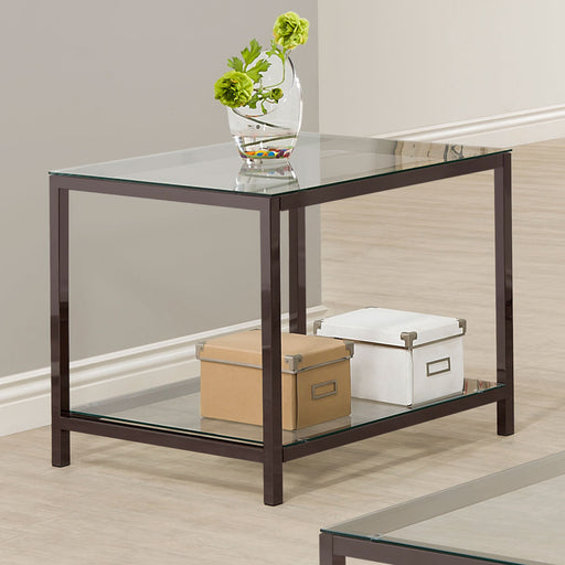 Coaster Trini End Table with Glass Shelf Black Nickel Default Title