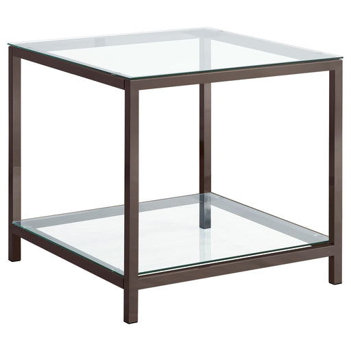 Coaster Trini End Table with Glass Shelf Black Nickel Default Title