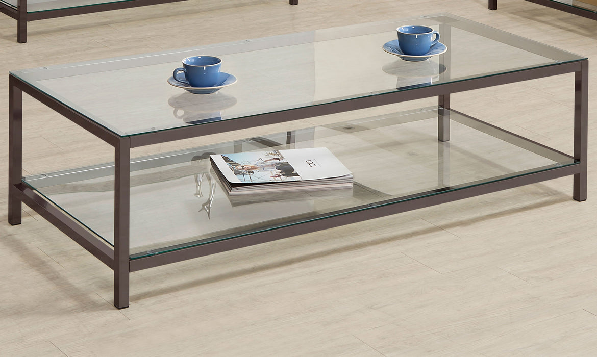 Coaster Trini Coffee Table with Glass Shelf Black Nickel Default Title